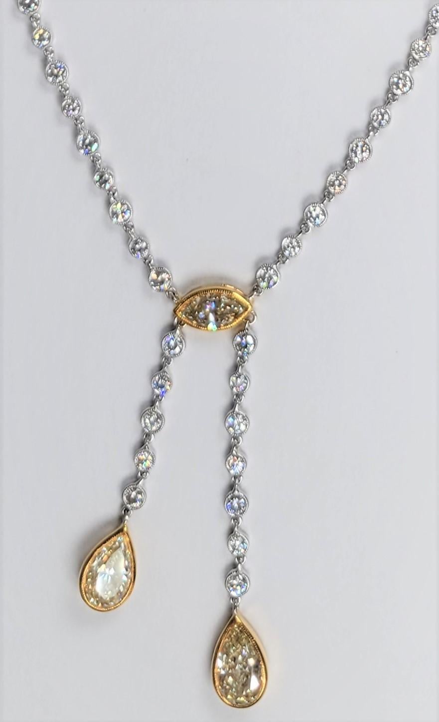 Modern 7.25 Carat Diamond Necklace in 18 Karat Gold For Sale