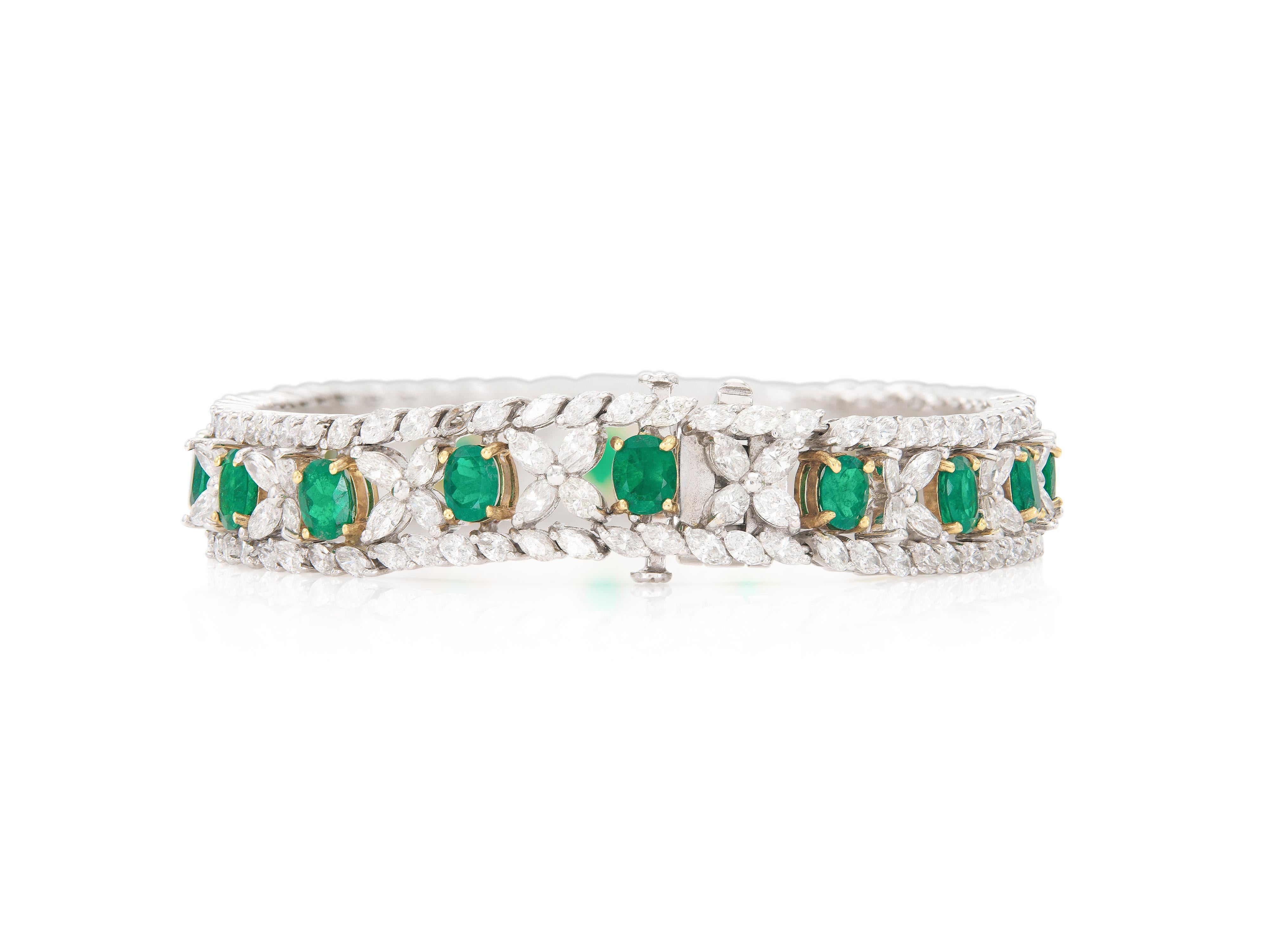 Taille ovale Bracelet d'émeraudes de 7,25 carats et de 12,90 carats en vente