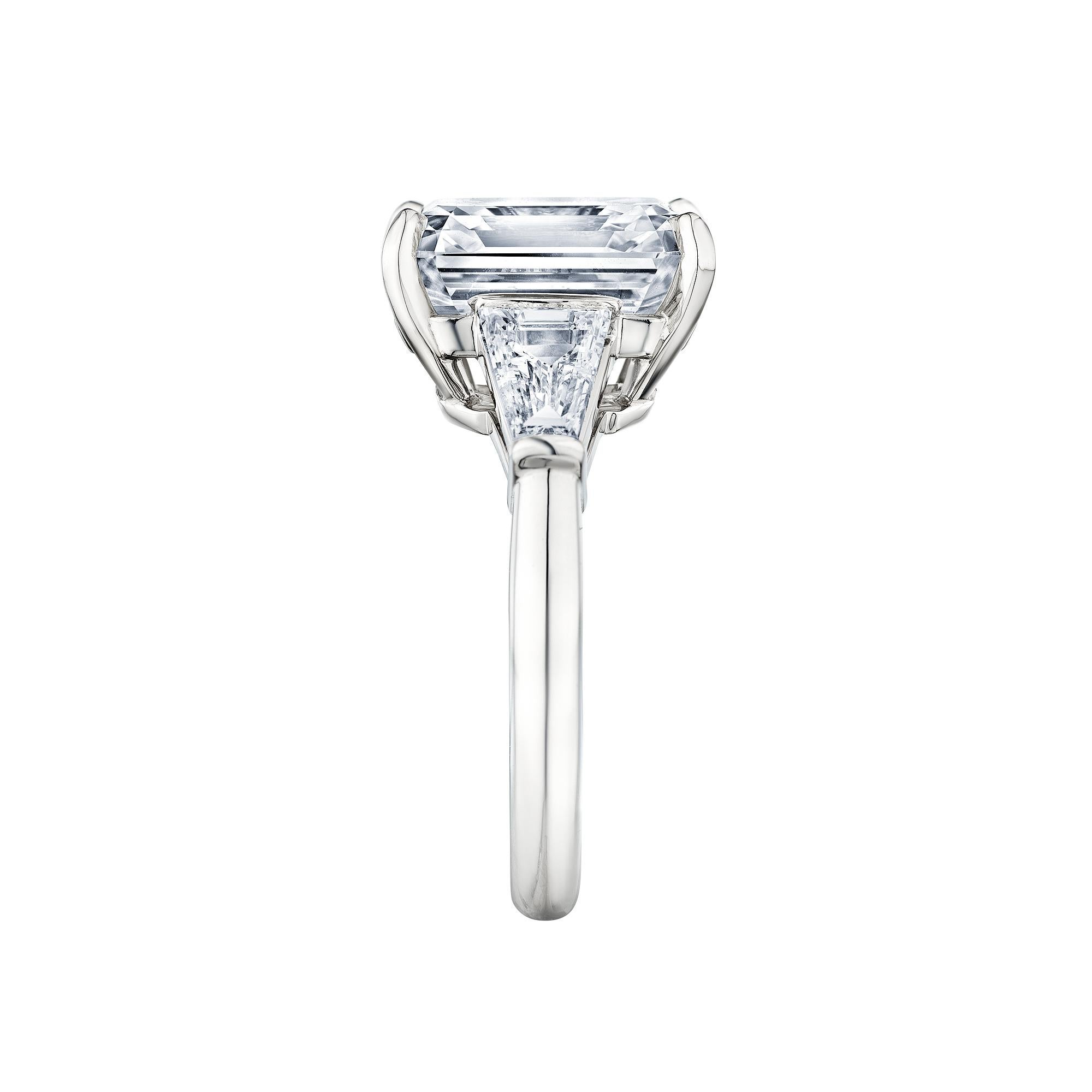 Contemporary 7.52 Carat Emerald Cut Diamond Platinum Engagement Ring