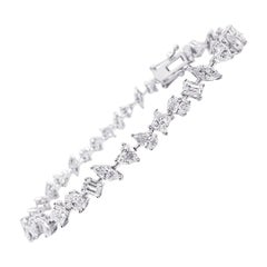 Pulsera de diamantes de forma fantasía de 7,25 quilates de oro blanco de 14 quilates