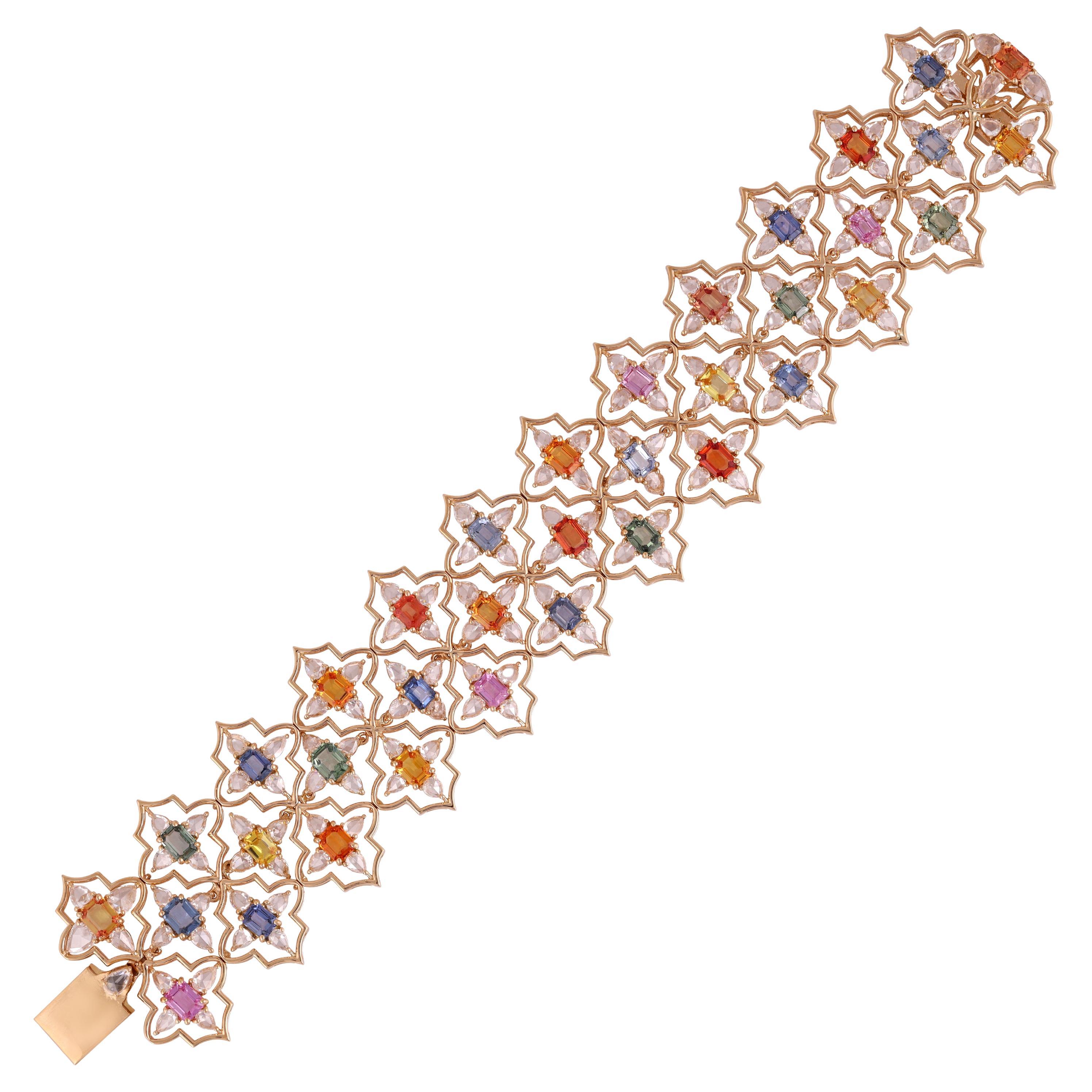 14.94 Carat Multi-Sapphire and Diamond Bracelet For Sale