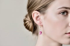 7.25 Carat Natural Burma Pink Sapphire Diamond Earrings 18 Karat