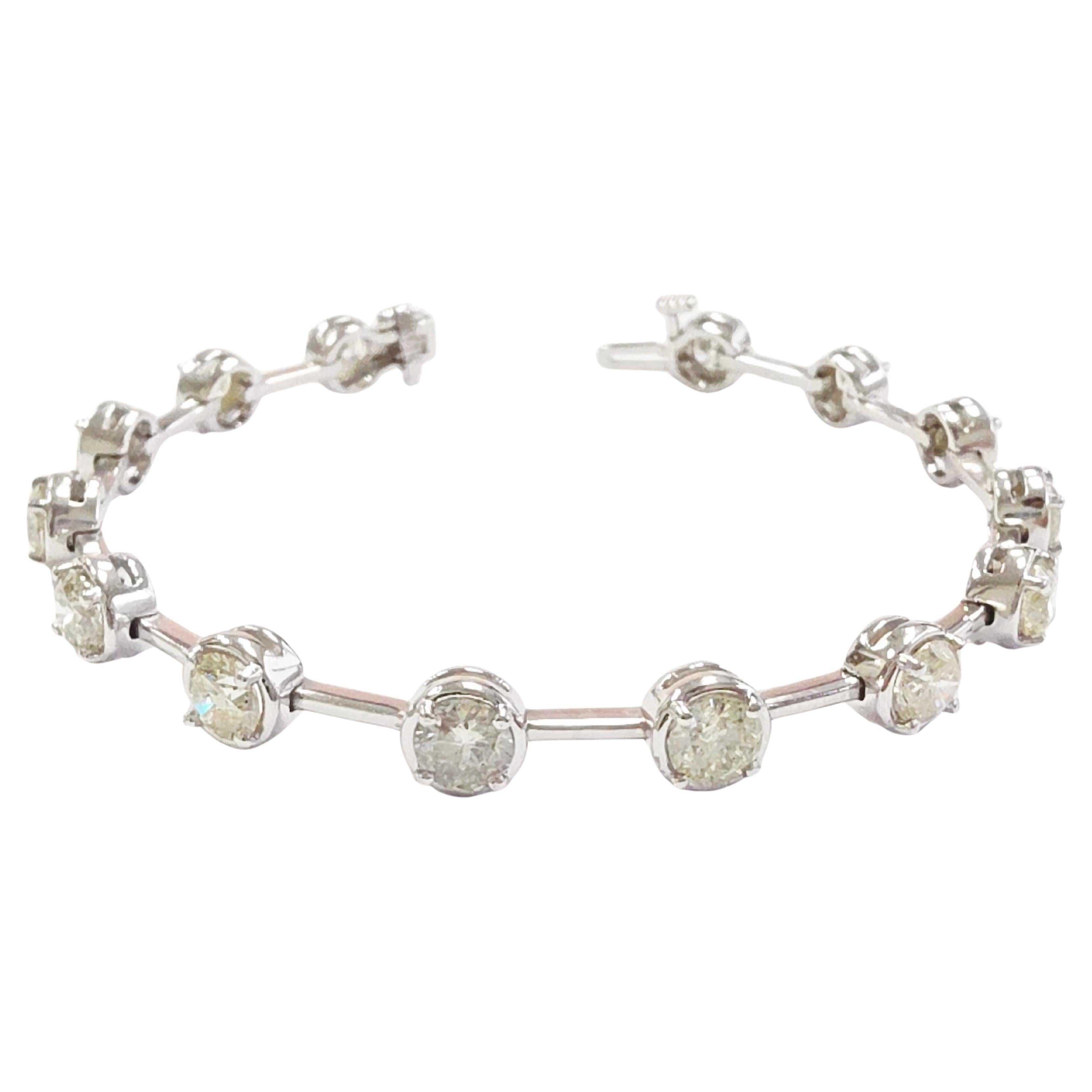 CLEARANCE, 7.25 Carat Natural Diamond Bar Bracelet 14 Karat White Gold
