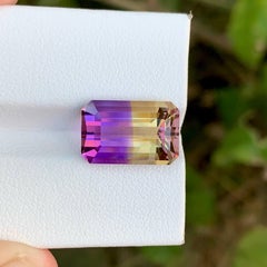 7.25 Carat Natural Loose Bi Color Ametrine Stone Emerald Cut Brazilian Gemstone