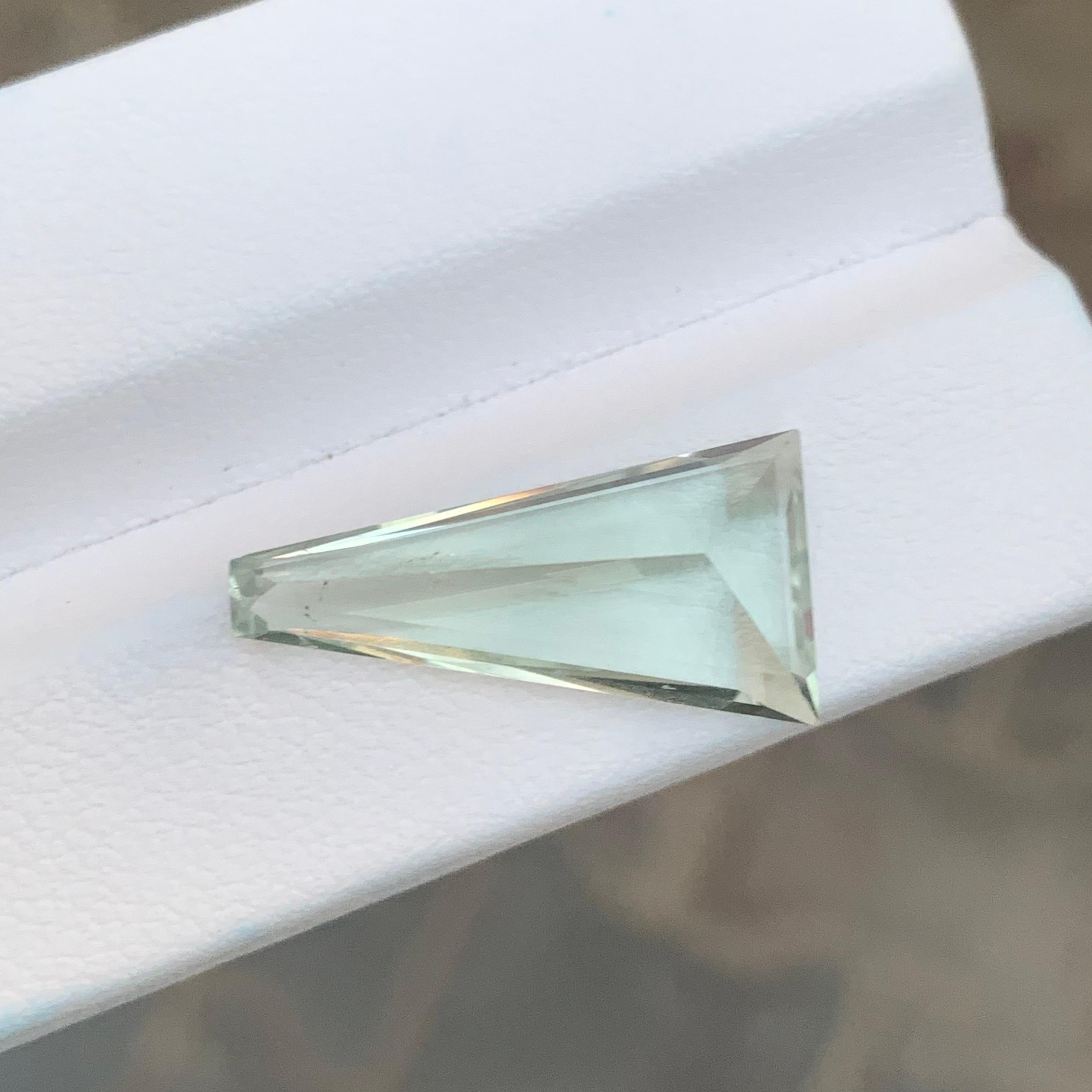 7.25 Carat Natural Loose Green Amethyst \ Prasiolite Long Trillion Shape Gem For Sale 6
