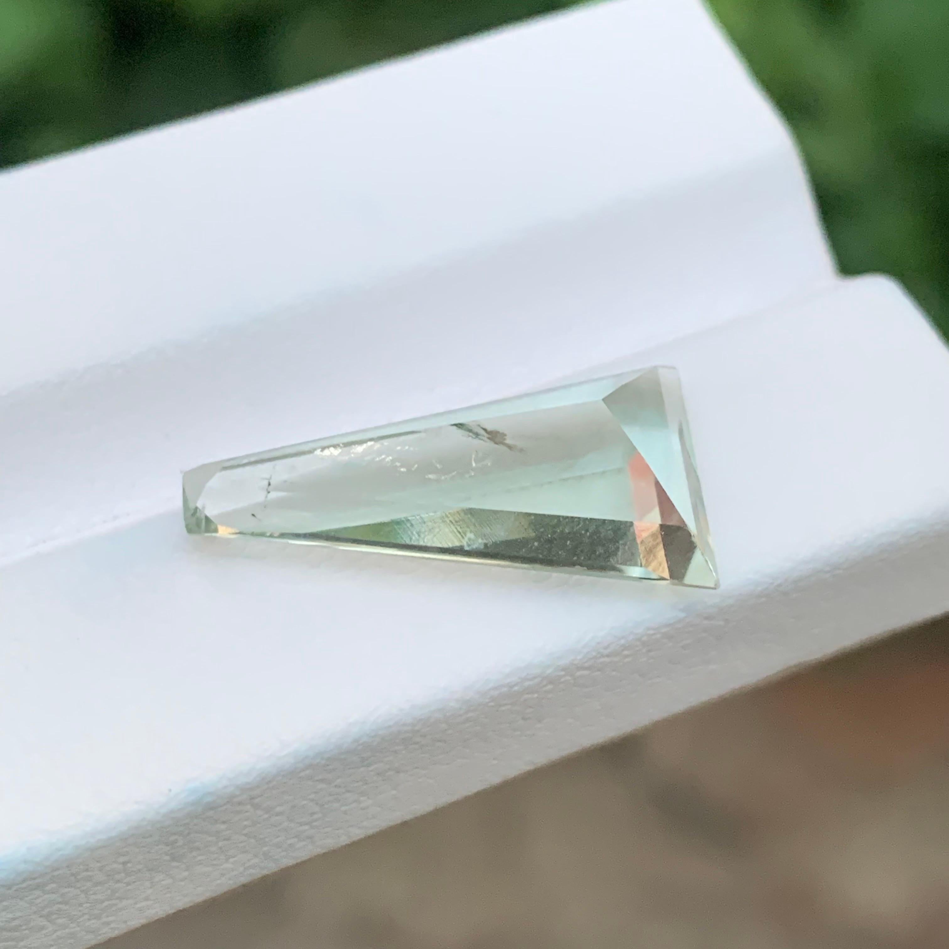7.25 Carat Natural Loose Green Amethyst \ Prasiolite Long Trillion Shape Gem For Sale 7