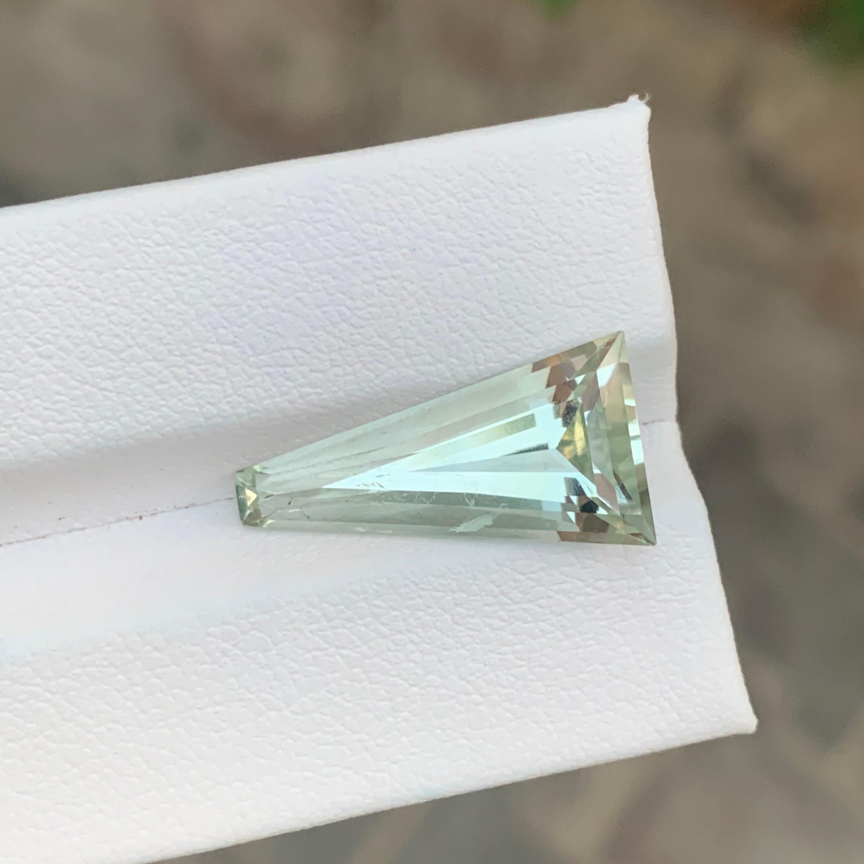Loose Green Amethyst

Weight: 7.25 Carats
Dimension: 21 x 11.2 x 7.5 Mm
Colour: Light Green
Origin: Brazil
Treatment: Non
Certificate: On Demand
Shape: Long Trillion 


Faceted Green Amethyst, also known as Prasiolite, is a beautiful and rare