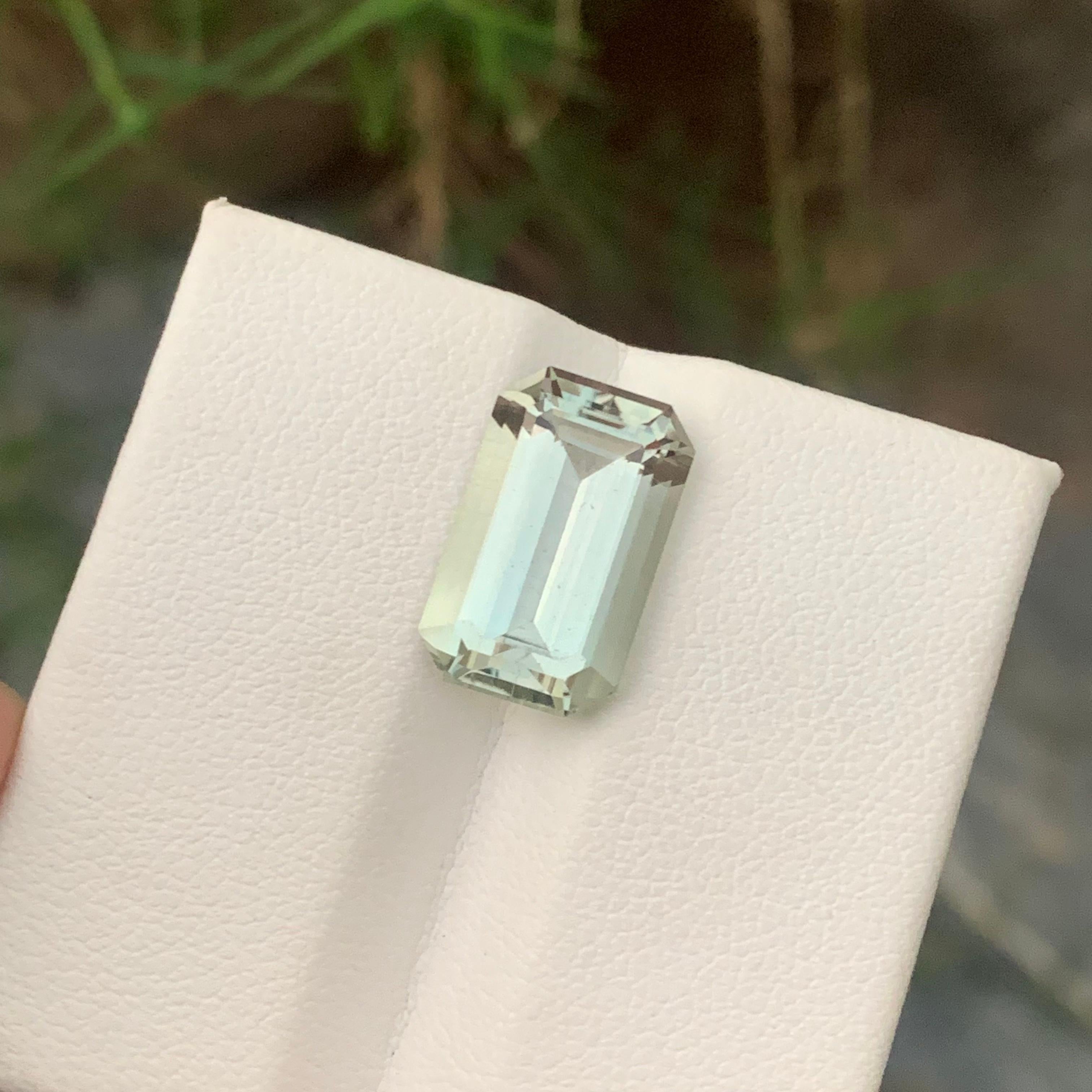 7.25 Carat Natural Loose Green Amethyst Ring Gem Emerald Shape from Brazil Mine For Sale 4