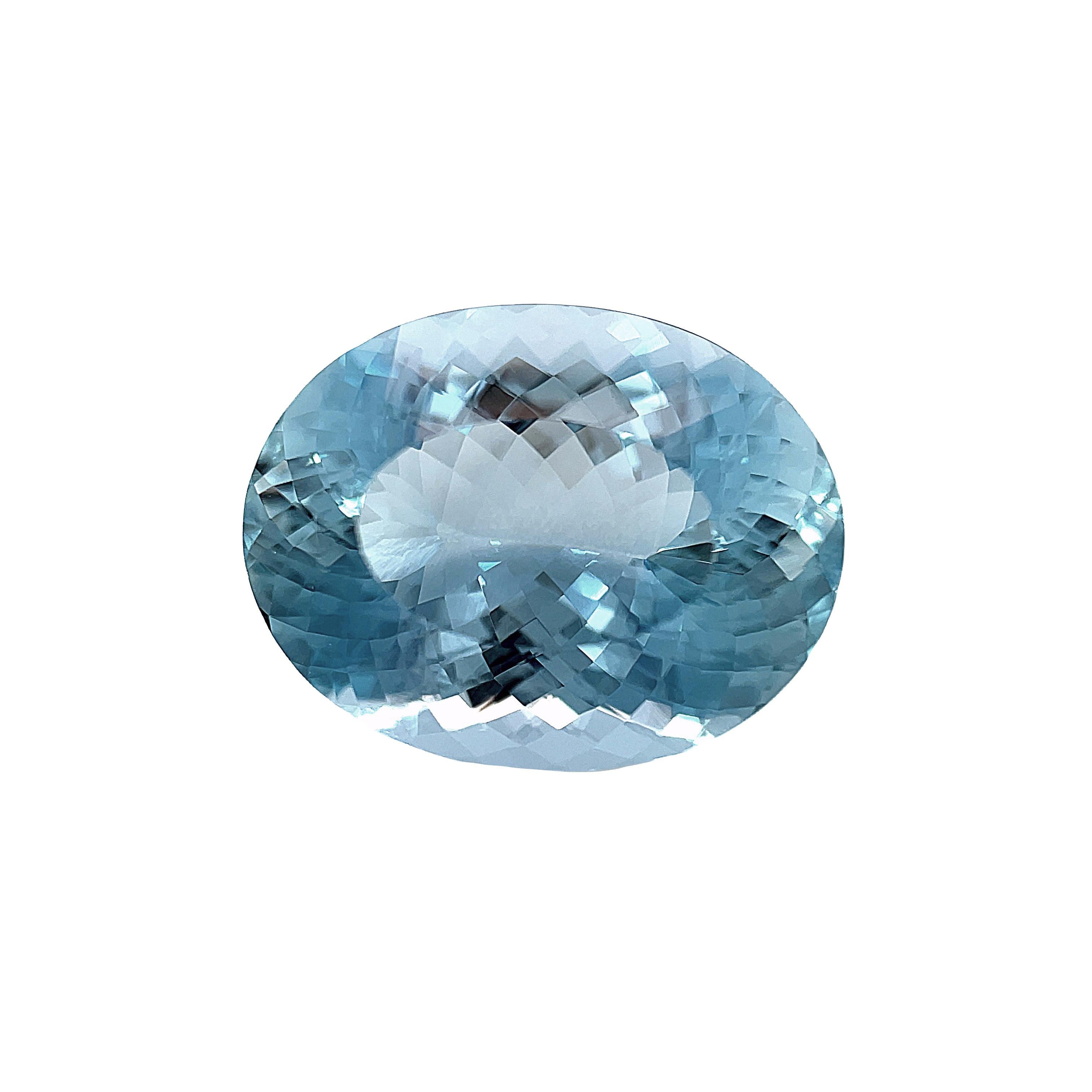 Artisan 7.25 Carat Aquamarine Oval, Unset Loose Gemstone  For Sale