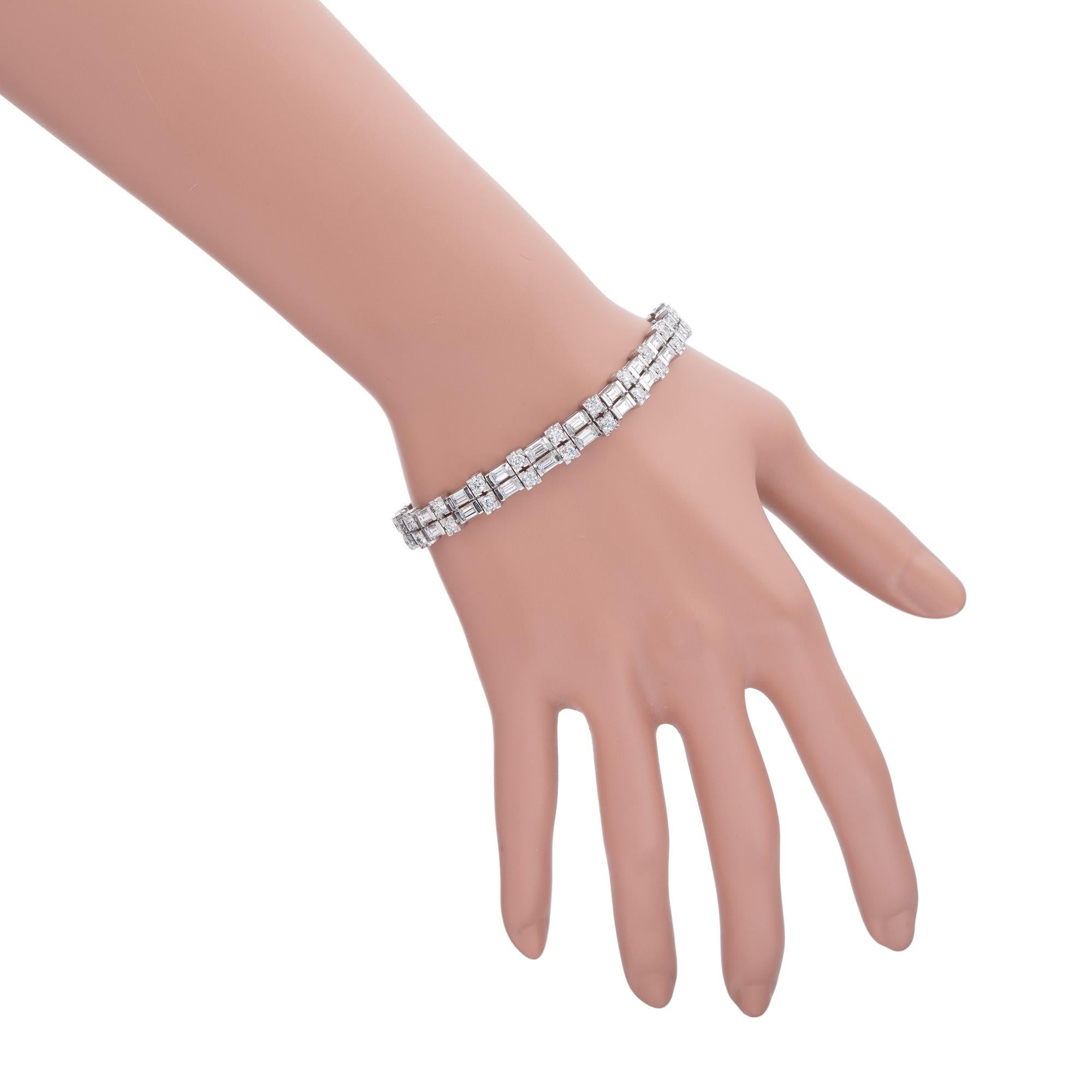 7.25 Carat Round Baguette Diamond Platinum Bracelet For Sale 1