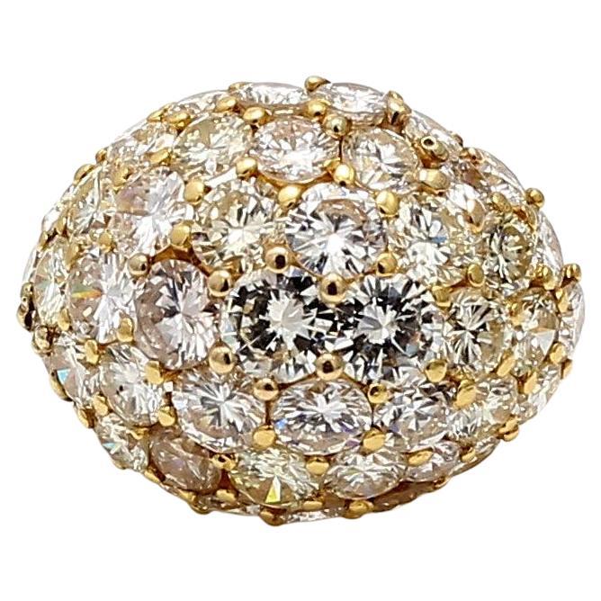 7.25 Carat Round Brilliant G VS1 Diamond 18K Yellow Gold Cluster Ring For Sale