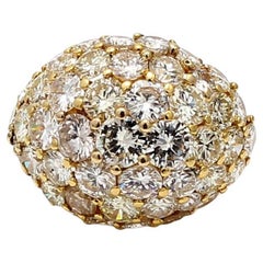 7.25 Carat Round Brilliant G VS1 Diamond 18K Yellow Gold Cluster Ring