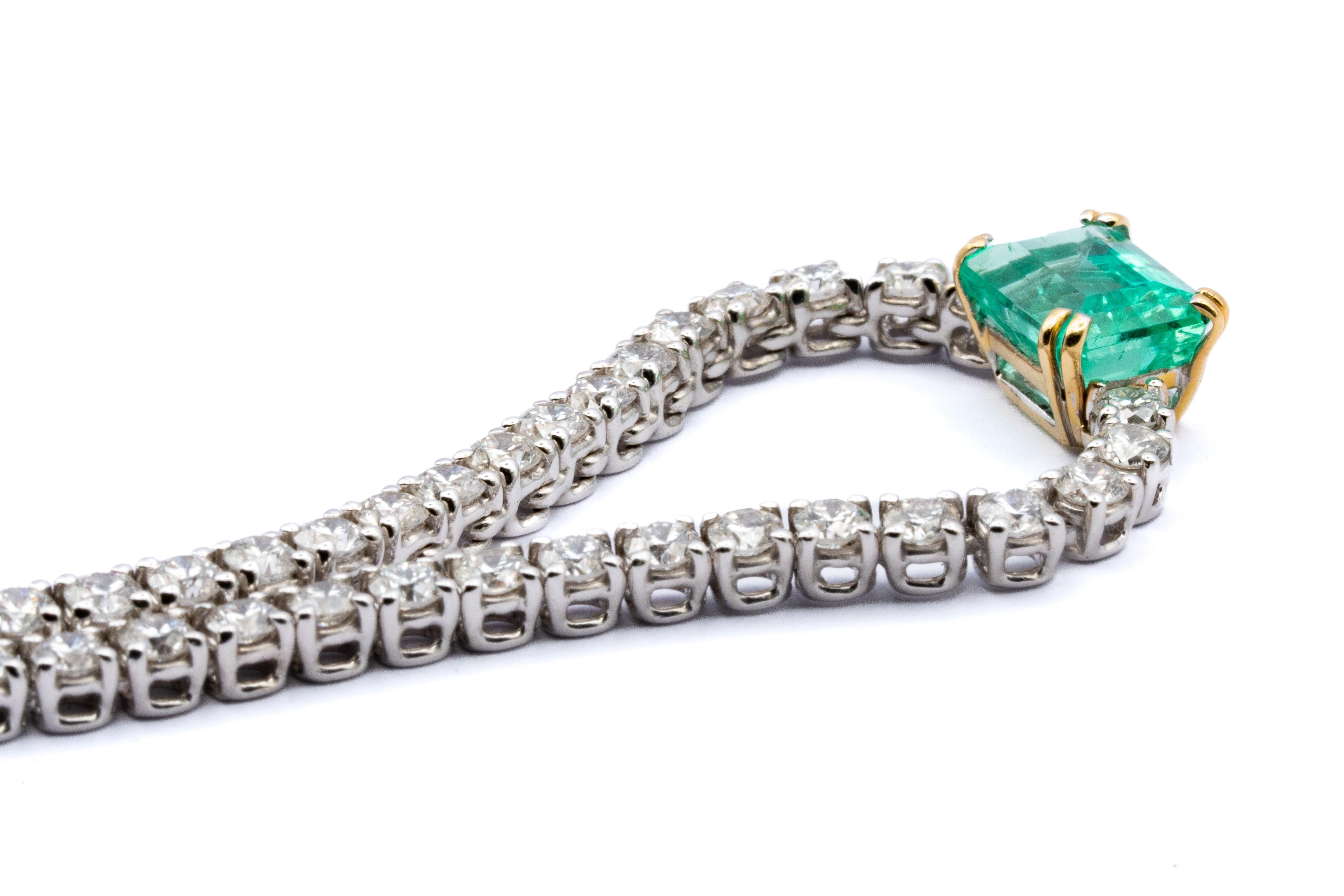 emerald and diamond tennis necklace