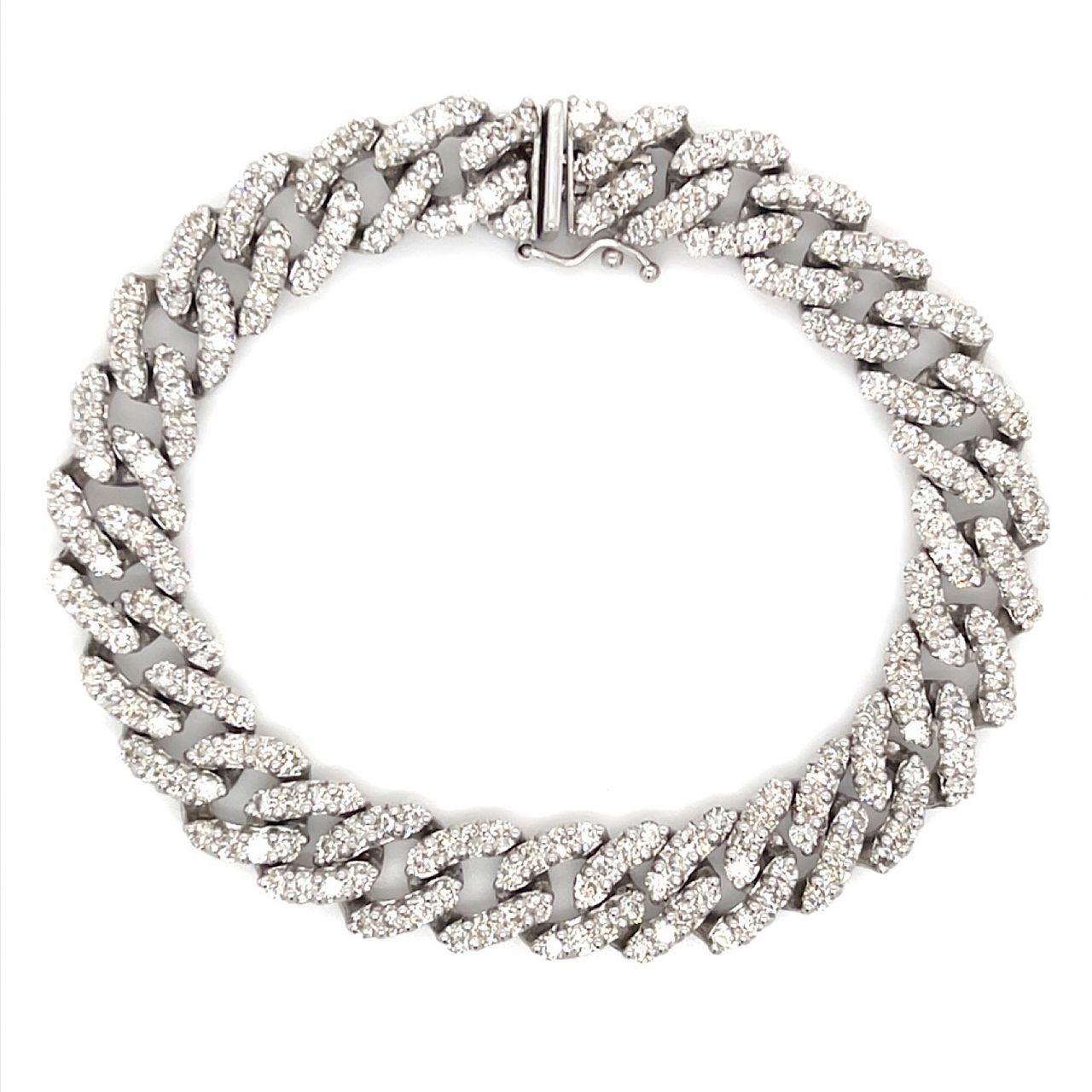 7.bracelet à maillons cubains en or blanc 14k, 25 carats de diamants
