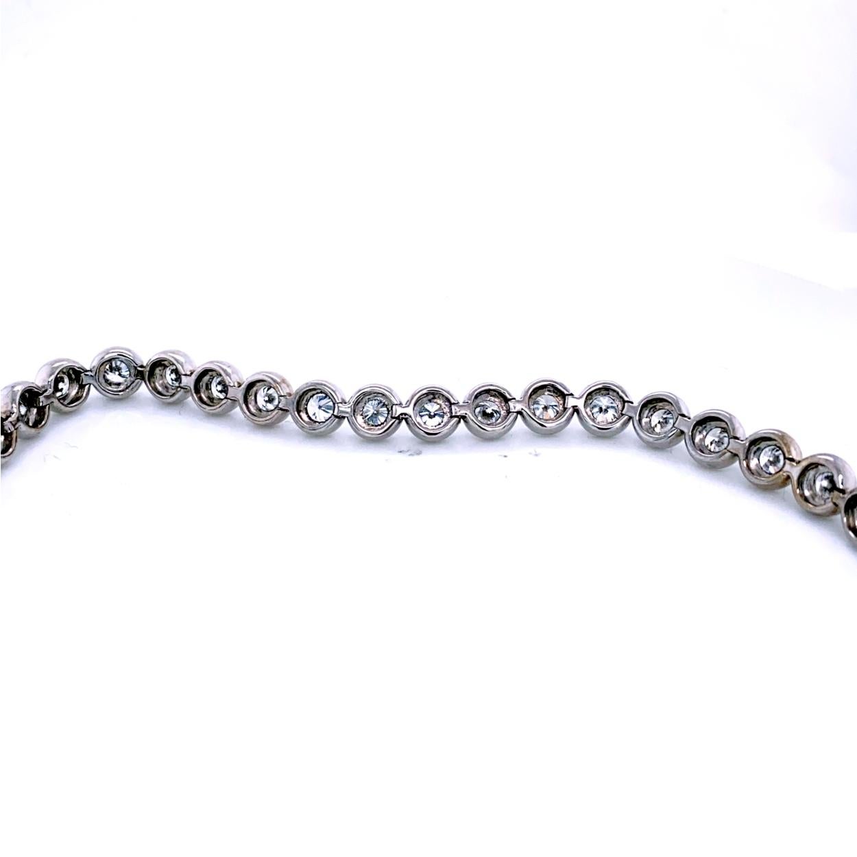 7.25 Carat Bezel Set Round Diamond Gold Tennis Bracelet In New Condition For Sale In Los Angeles, CA