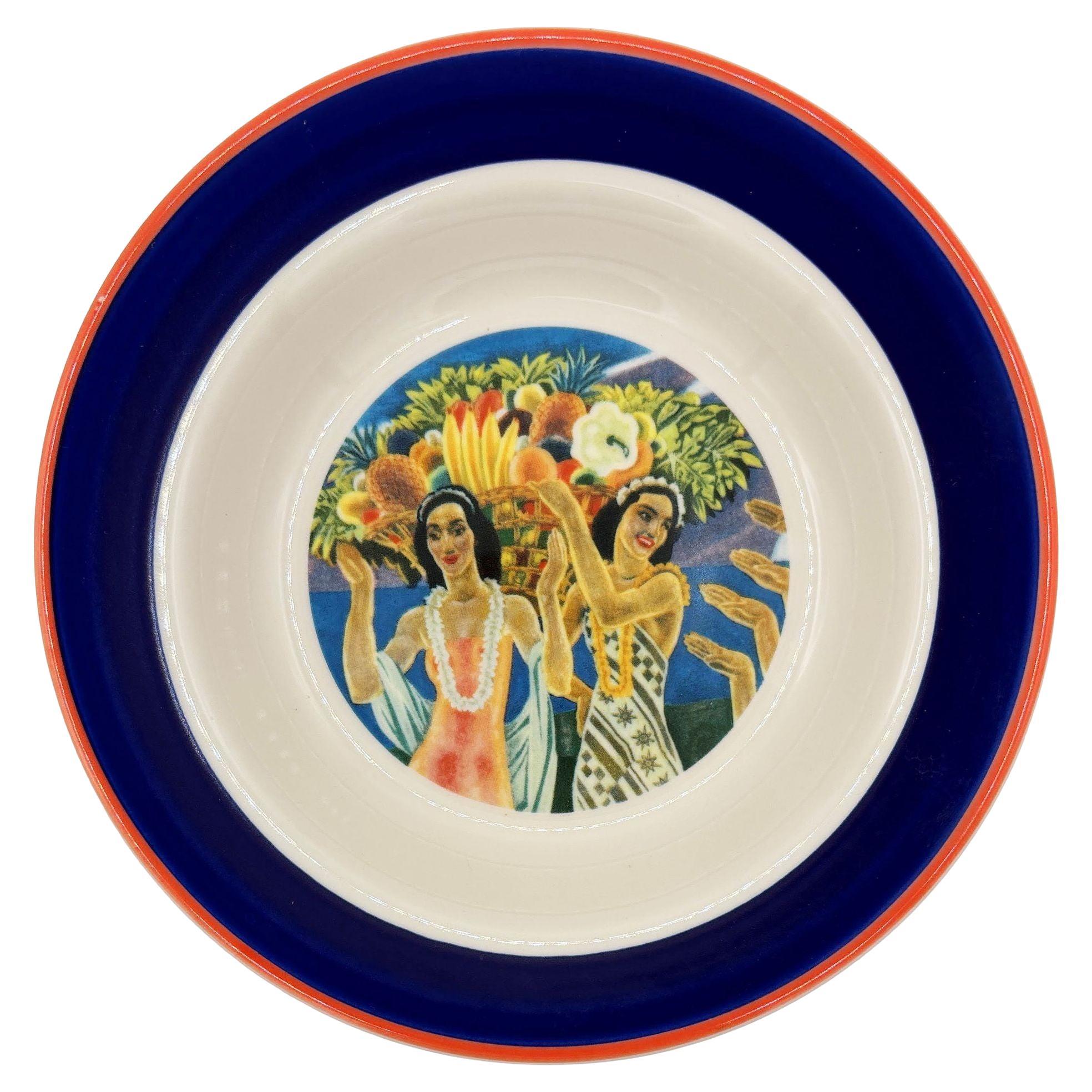 7.25" Eugene Savage "Island Feast" Blue Salad Plate By Lynn Krantz Dish Books