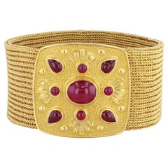 7.25ctw Bikakis & Johns Handmade Ruby Statement Bracelet 22k 18k Gold 7"