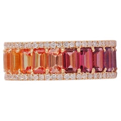 7.26 Carat Multi-Color Rainbow Sapphires Ring, Diamond in 18 Karat Gold