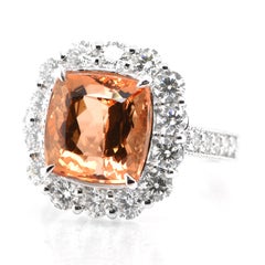 7.bague halo en topaze impériale naturelle de 26 carats et diamants en platine