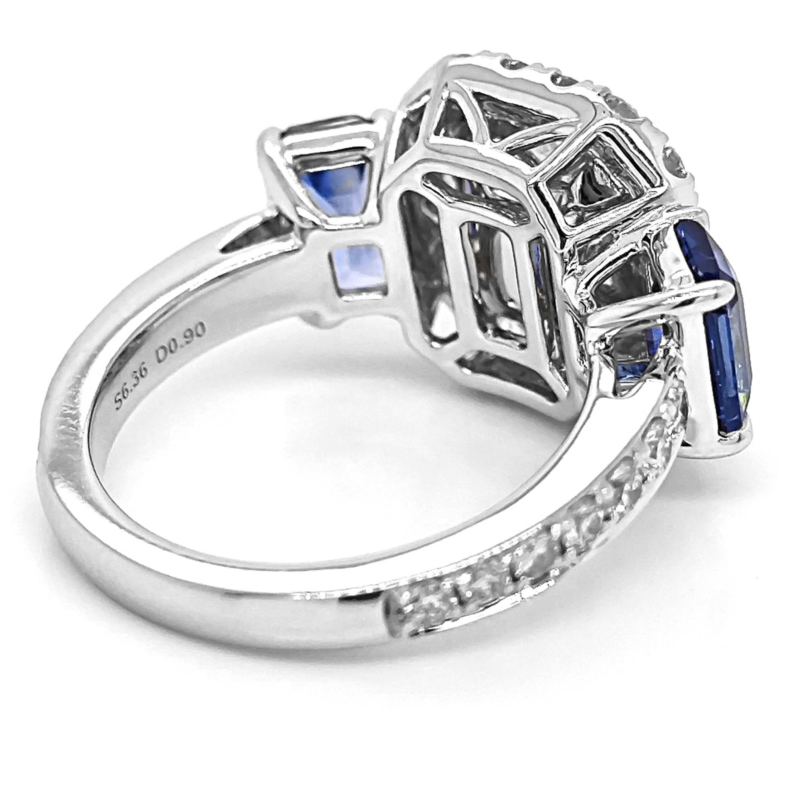 7.26 Carat Sapphire and White Diamond White Gold Ring Corte mixto en venta