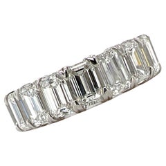 7.26 CTW Emerald Cut Diamond Platinum Eternity Wedding Band Ring New