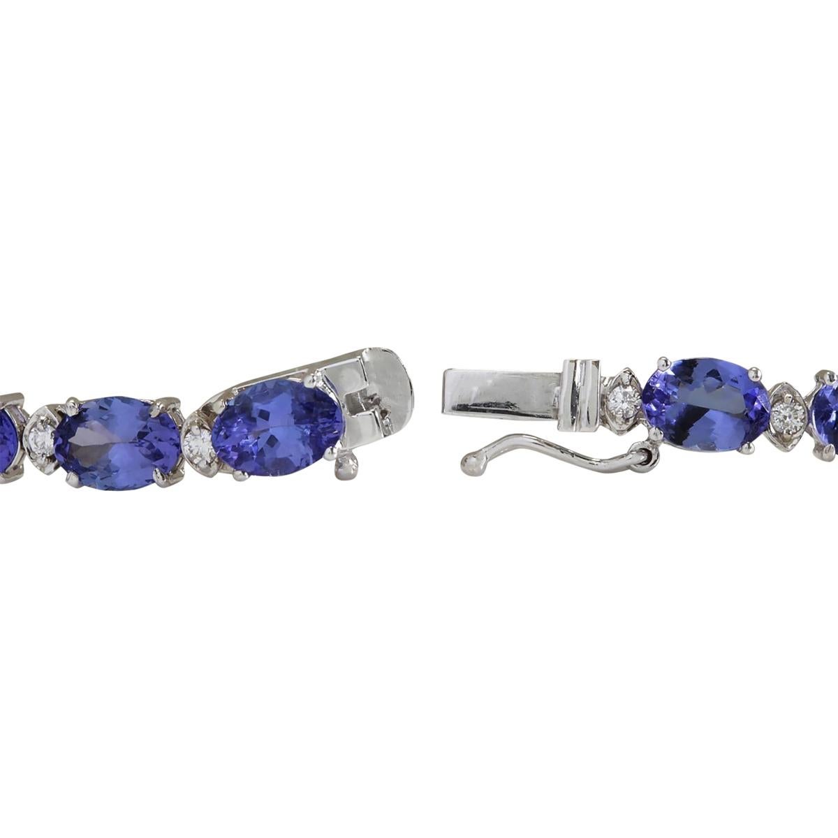 Oval Cut Natural Tanzanite Diamond Necklace In 14 Karat White Gold For Sale