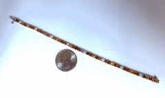 7.26ct Natural Yellow orange pink brown fancy color diamonds link bracelet 14kt*