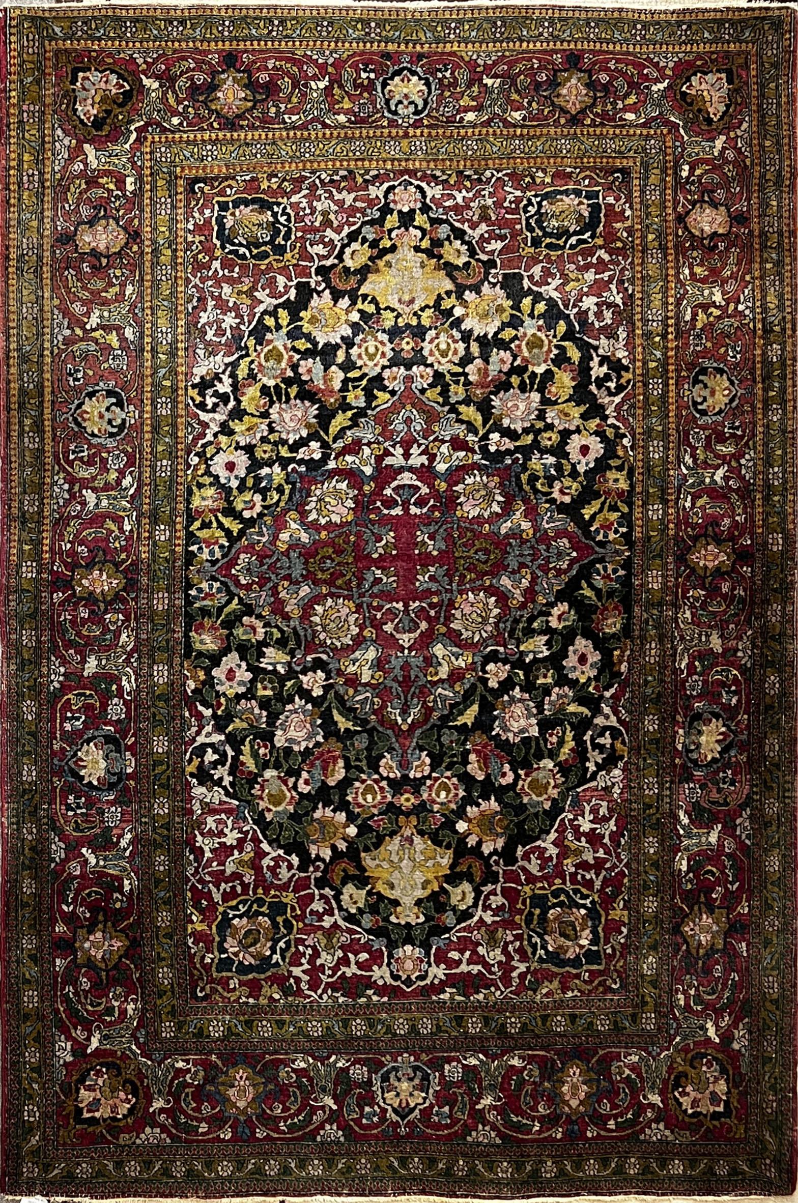 727, Schöner Vintage-Teppich mit Blumenmuster im Angebot 7