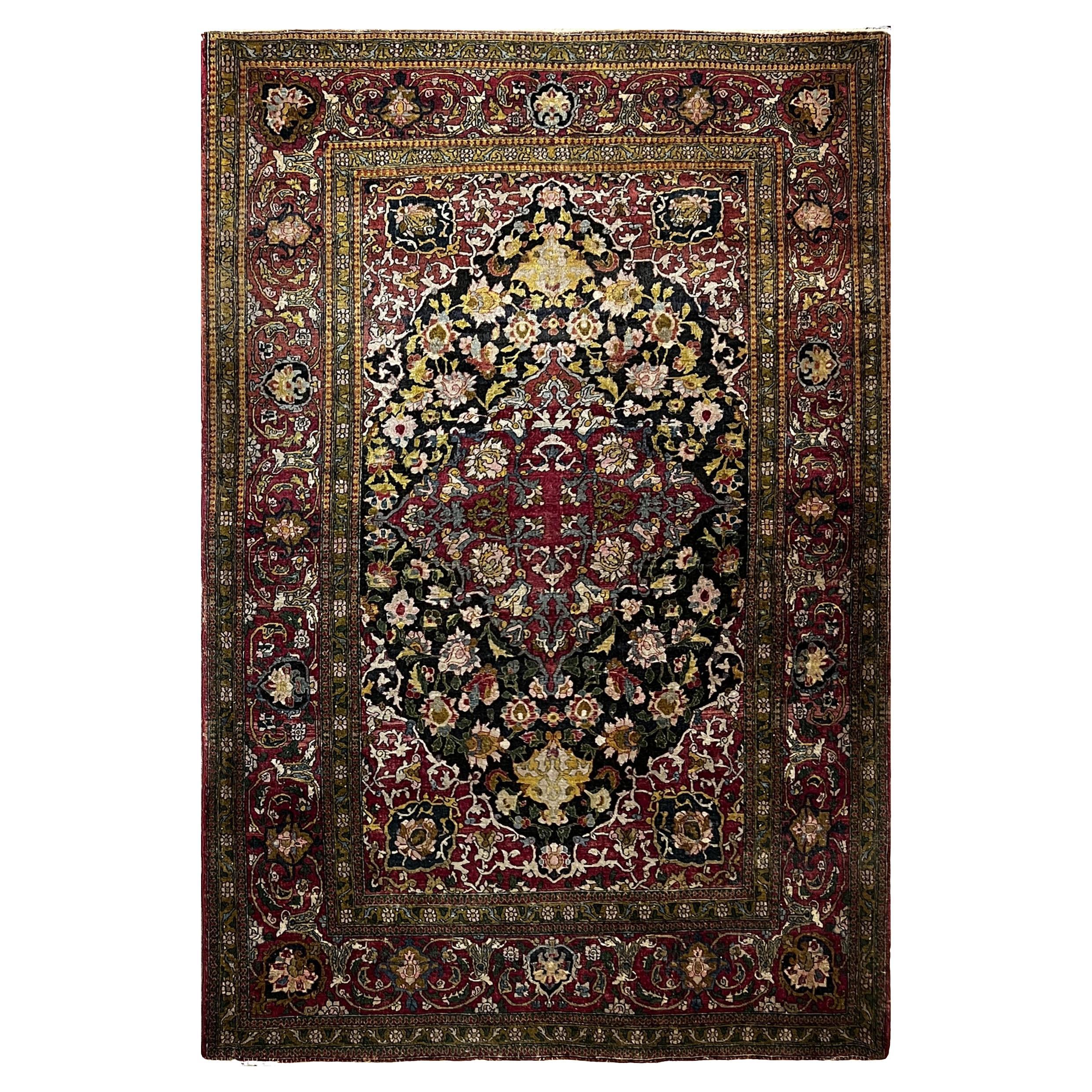 727, Magnifique tapis vintage à motifs floraux