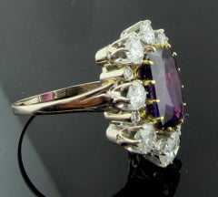 7.27 Carat Color Changing Sapphire and Diamond Ring in 14 Karat White Gold