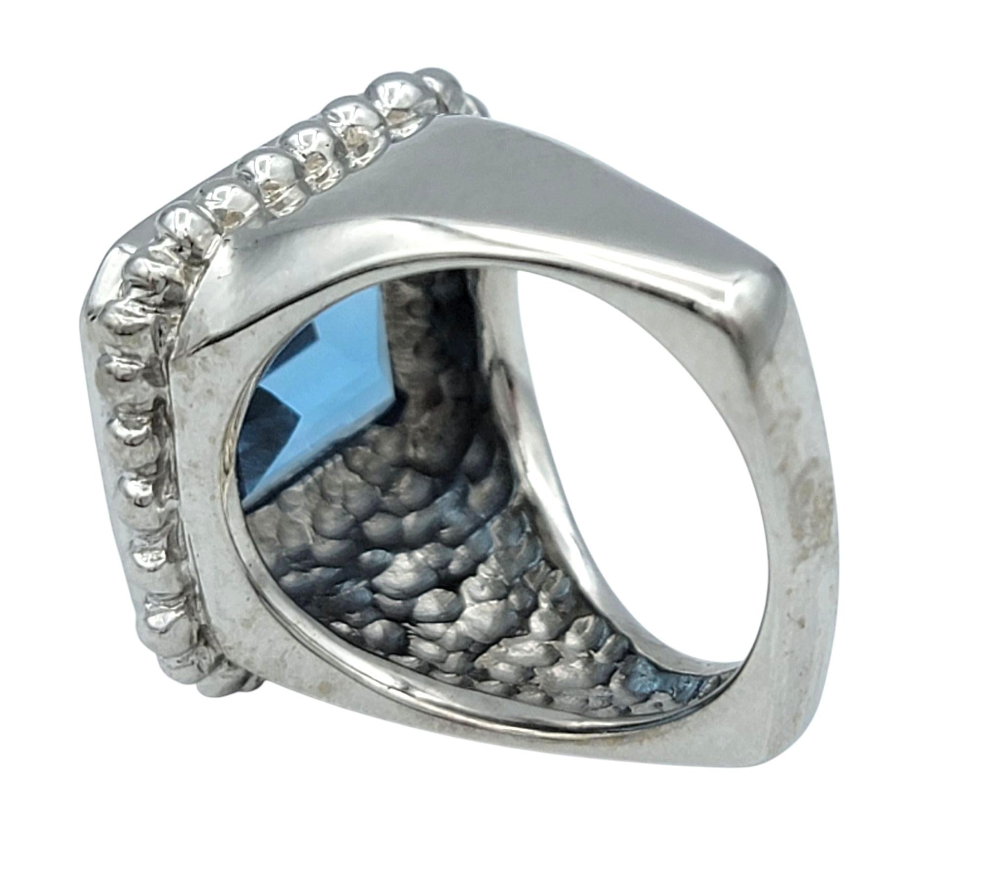 7,27 Karat Blauer Topas im Smaragdschliff mit Wellenschliff und Wellenschliff in 14 Karat Gold Cocktail-Ring im Zustand „Gut“ im Angebot in Scottsdale, AZ
