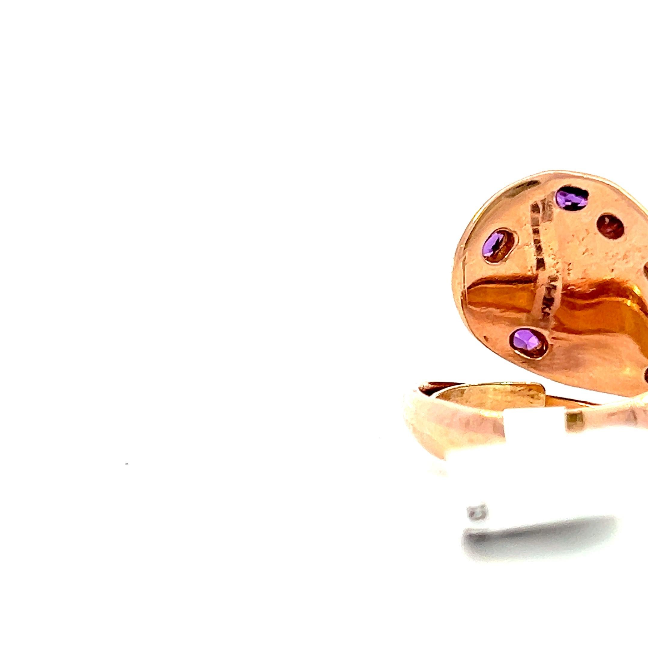 Women's 7.27 Carat Rose Rubellite and Amethyst Serpent Cocktail Dome Ring