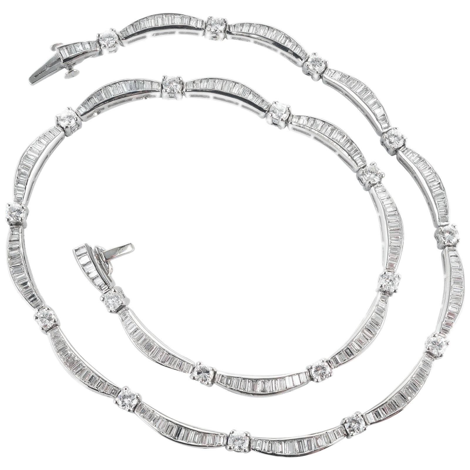 7.28 Carat Diamond Platinum Necklace For Sale