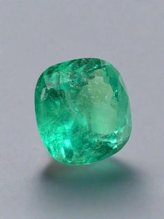 7.28 Carat Medium Bluish Green Colombian Emerald - Chivor Cushion Cut Gem