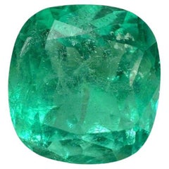 7.28 Carat Medium Bluish Green Colombian Emerald - Chivor Cushion Cut Gem