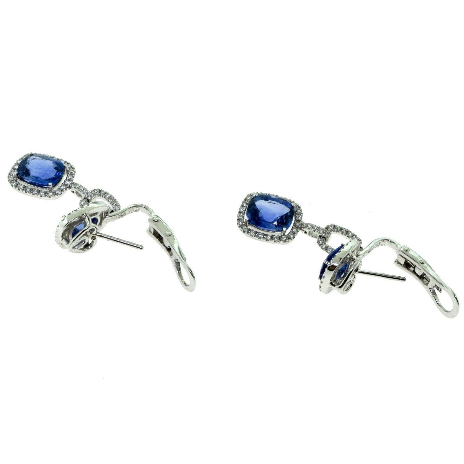 7,28 Karat Saphir und Diamant Weißgold Halo-Tropfen-Ohrringe im Zustand „Hervorragend“ im Angebot in Miami, FL