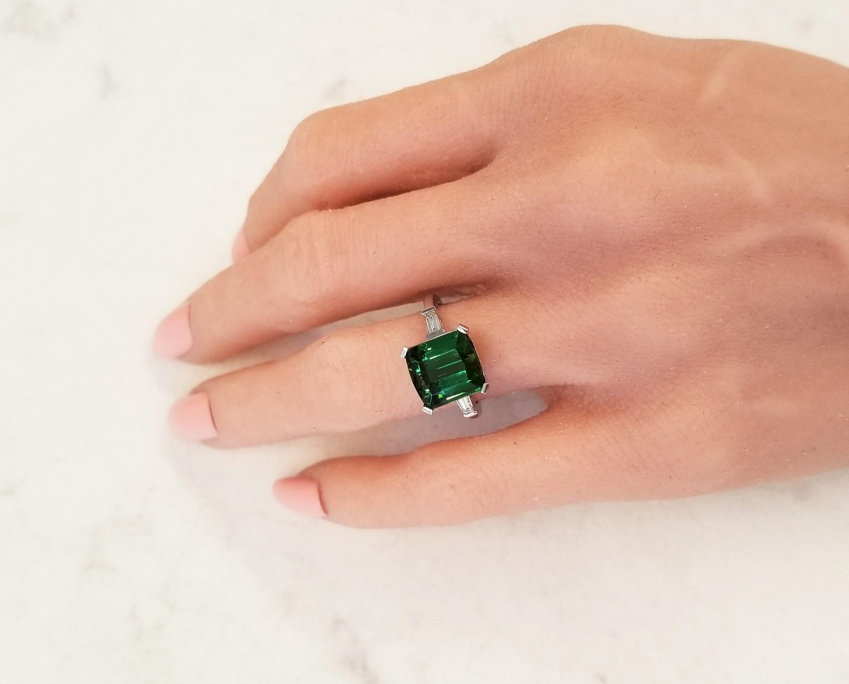 7.28 Carat Square Tourmaline and Diamond Cocktail Ring in 18 Karat White Gold 1