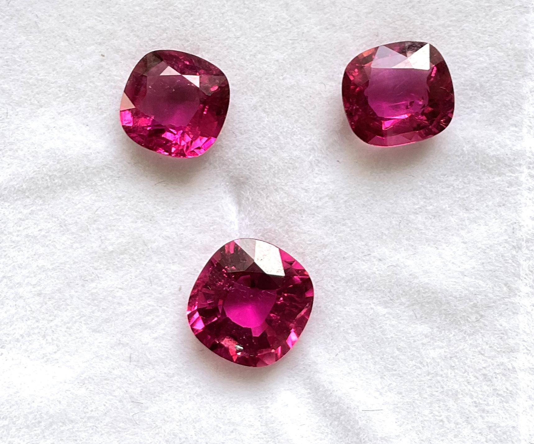 7.28 Carats Rubellite Tourmaline Cushion Cut Stone For Fine Jewelry Natural Gem Art Decó en venta