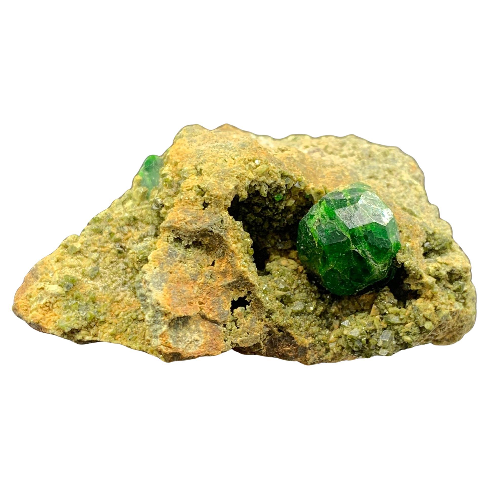 72.81 Gram Pretty Demantoid Garnet Specimen with Mother Rock From Iran For Sale