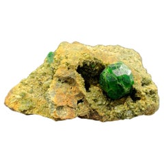 Antique 72.81 Gram Pretty Demantoid Garnet Specimen with Mother Rock From Iran