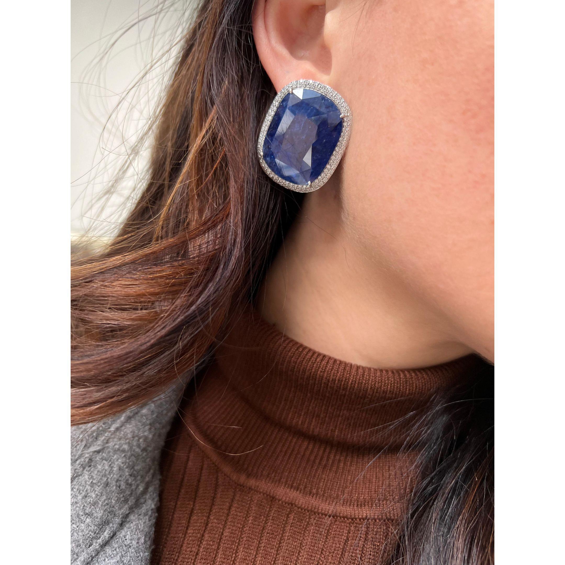 Sapphire Weight: 72.83 CTS
Metal: 18K White Gold
Shape: Cushion
Color: Intense Blue
No indications of heating 
Origin: Burma 
Hardness: 9
Birthstone: September
CD Certificate: 8682/1&2