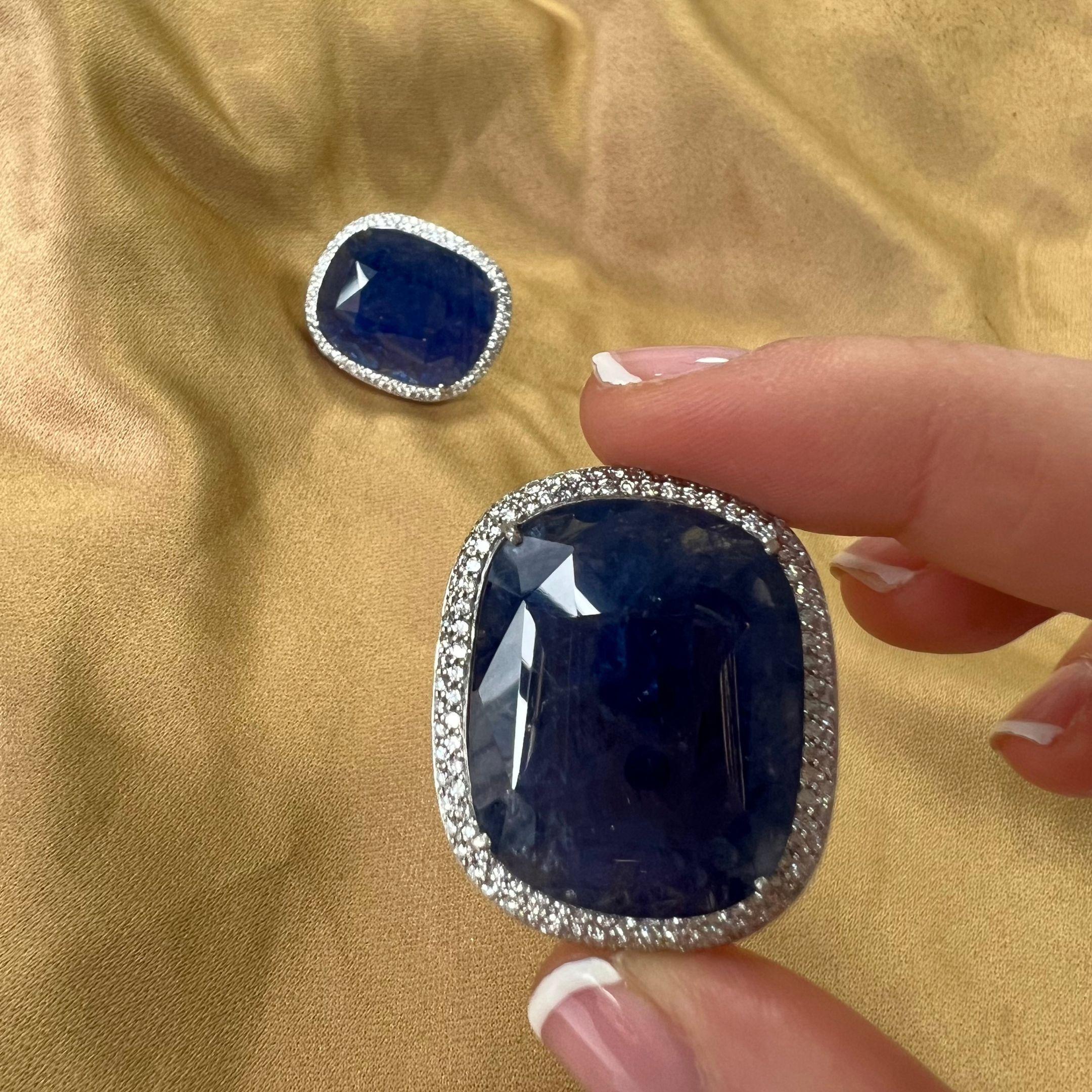 72.83 Carat Unheated Burmese Sapphire Earrings In New Condition For Sale In New York, NY