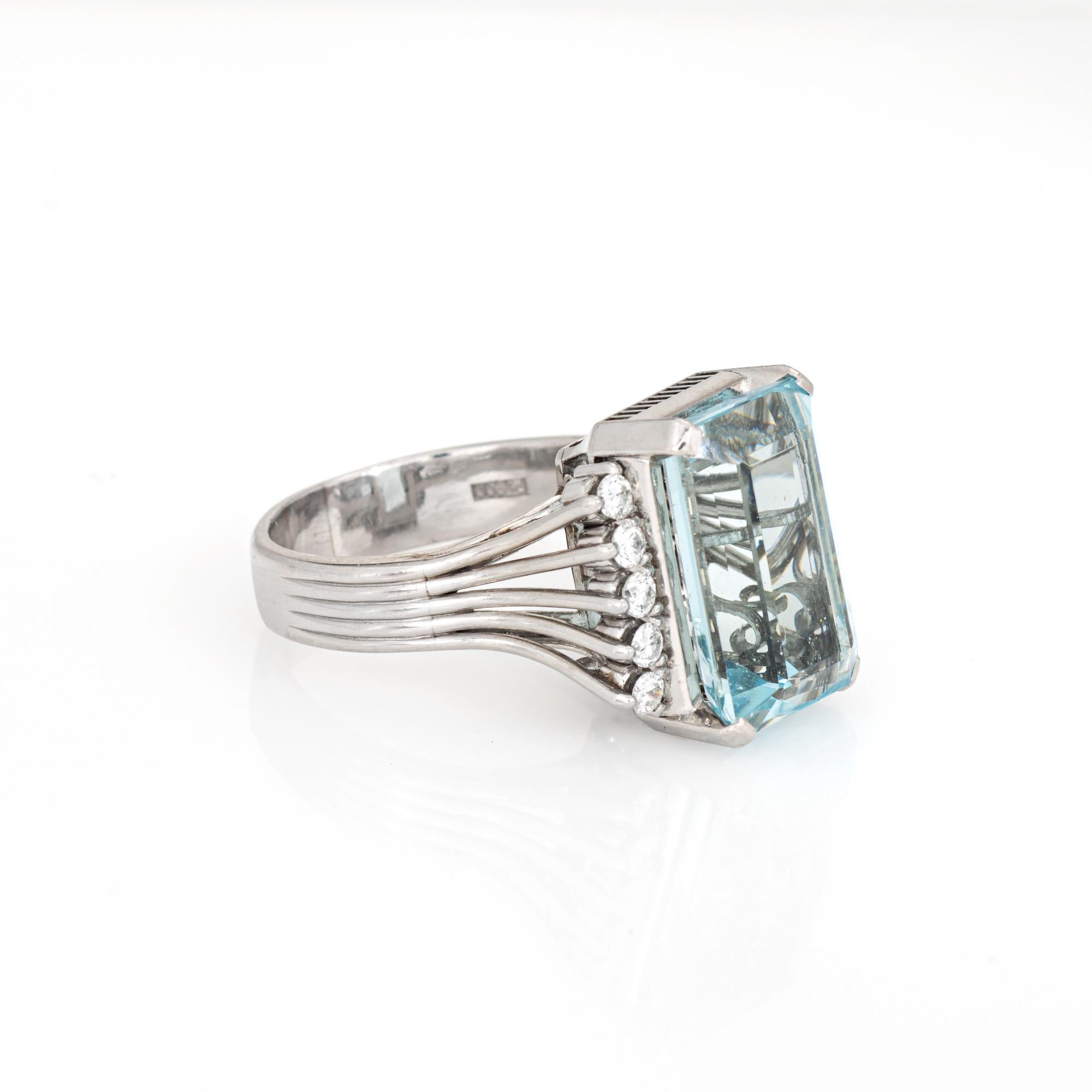 7.28ct Aquamarin Diamant Ring Estate Sz 6.25 Feiner Cocktail-Schmuck Smaragd-Schliff (Moderne) im Angebot