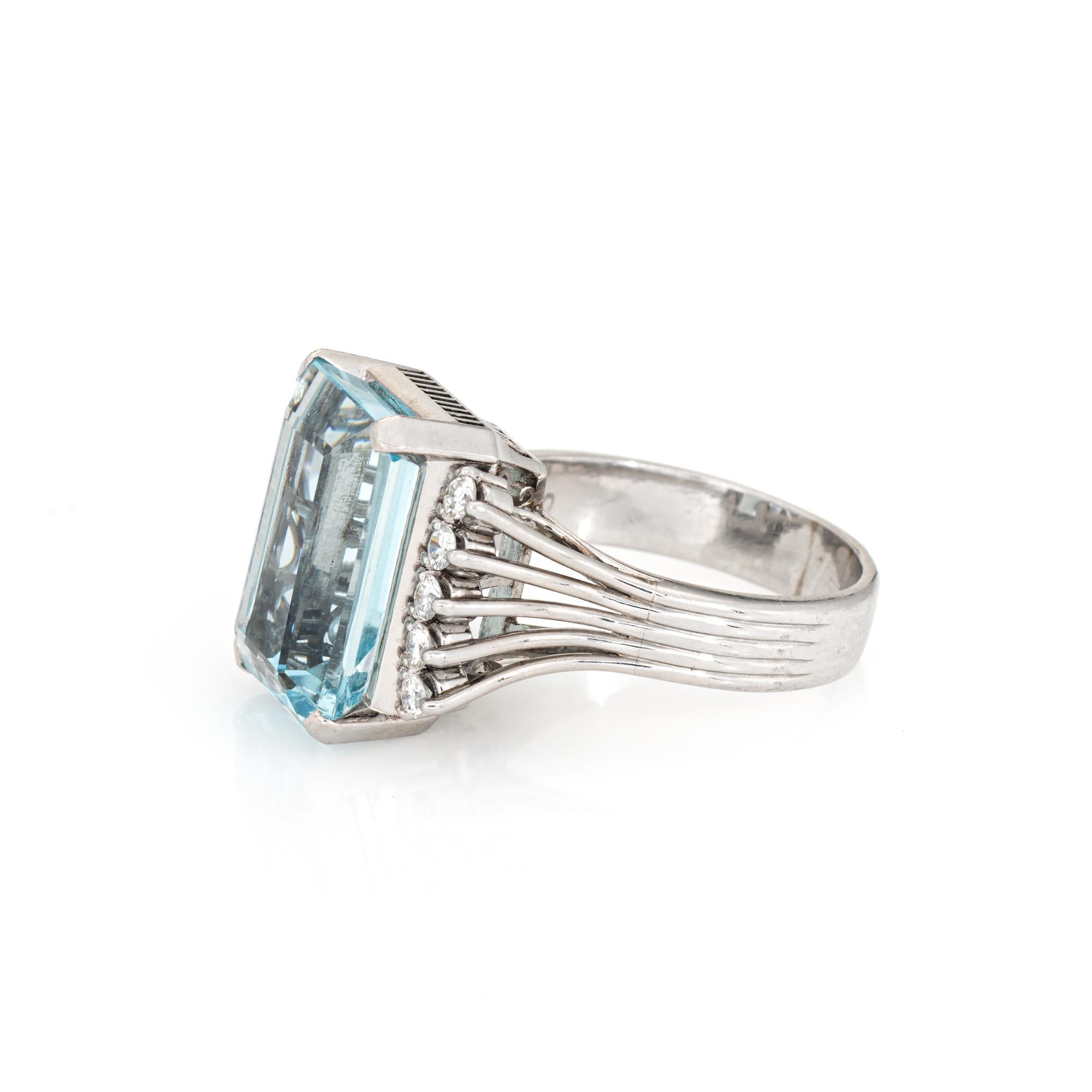 7.28ct Aquamarin Diamant Ring Estate Sz 6.25 Feiner Cocktail-Schmuck Smaragd-Schliff (Smaragdschliff) im Angebot