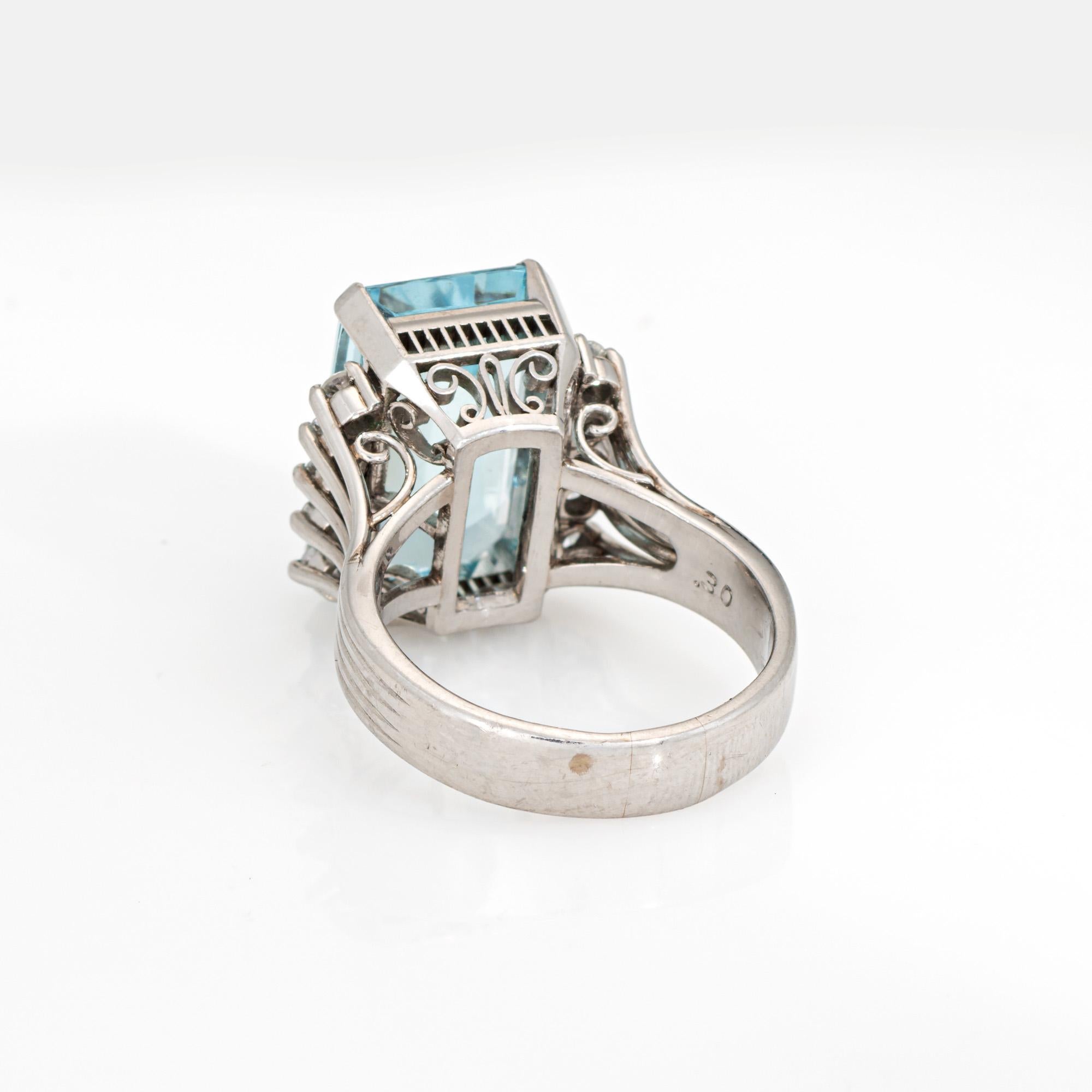 7.28ct Aquamarin Diamant Ring Estate Sz 6.25 Feiner Cocktail-Schmuck Smaragd-Schliff im Zustand „Gut“ im Angebot in Torrance, CA