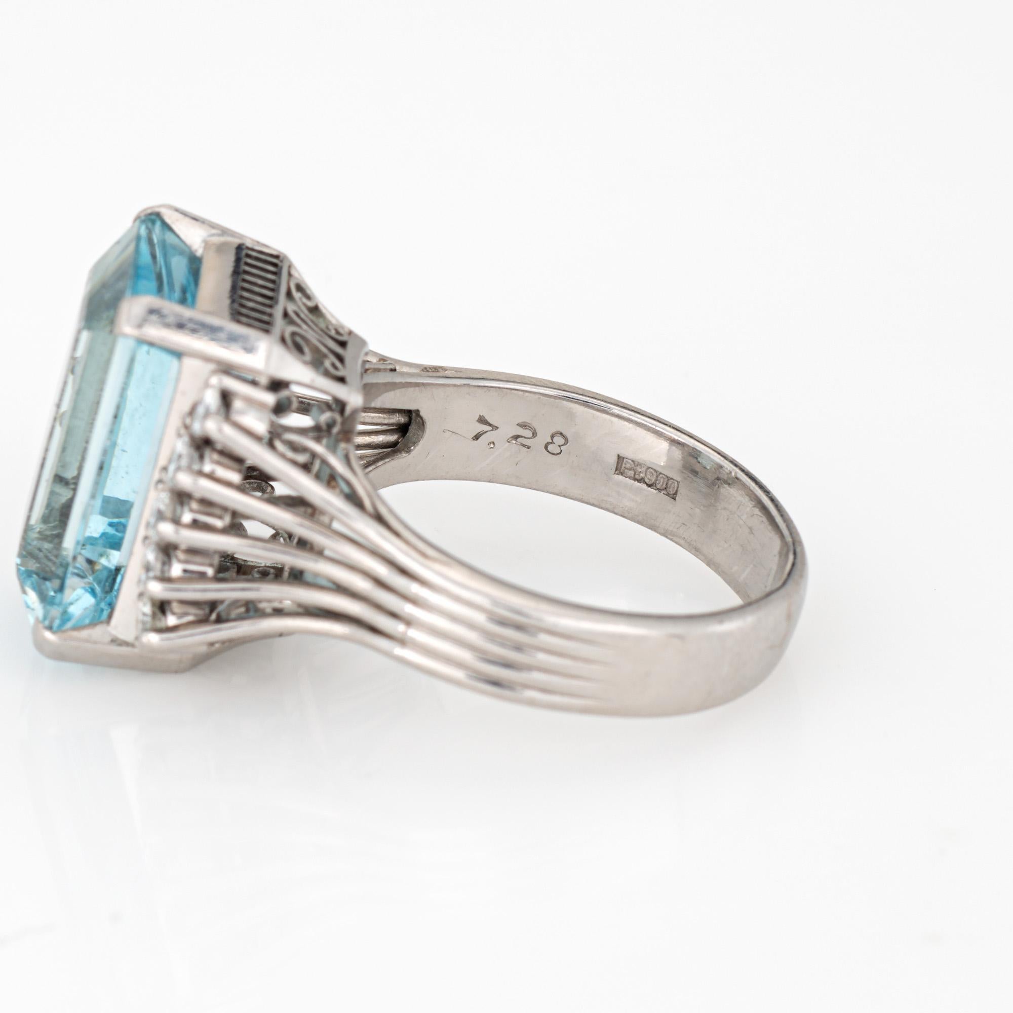 7.28ct Aquamarin Diamant Ring Estate Sz 6.25 Feiner Cocktail-Schmuck Smaragd-Schliff im Angebot 1