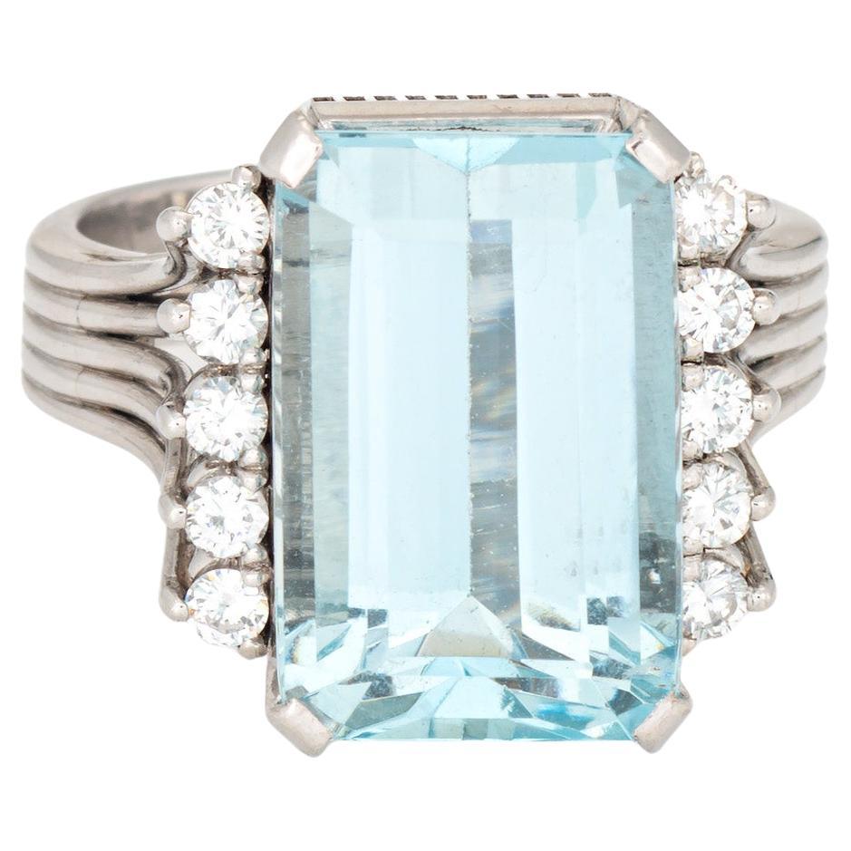 7.28ct Aquamarin Diamant Ring Estate Sz 6.25 Feiner Cocktail-Schmuck Smaragd-Schliff