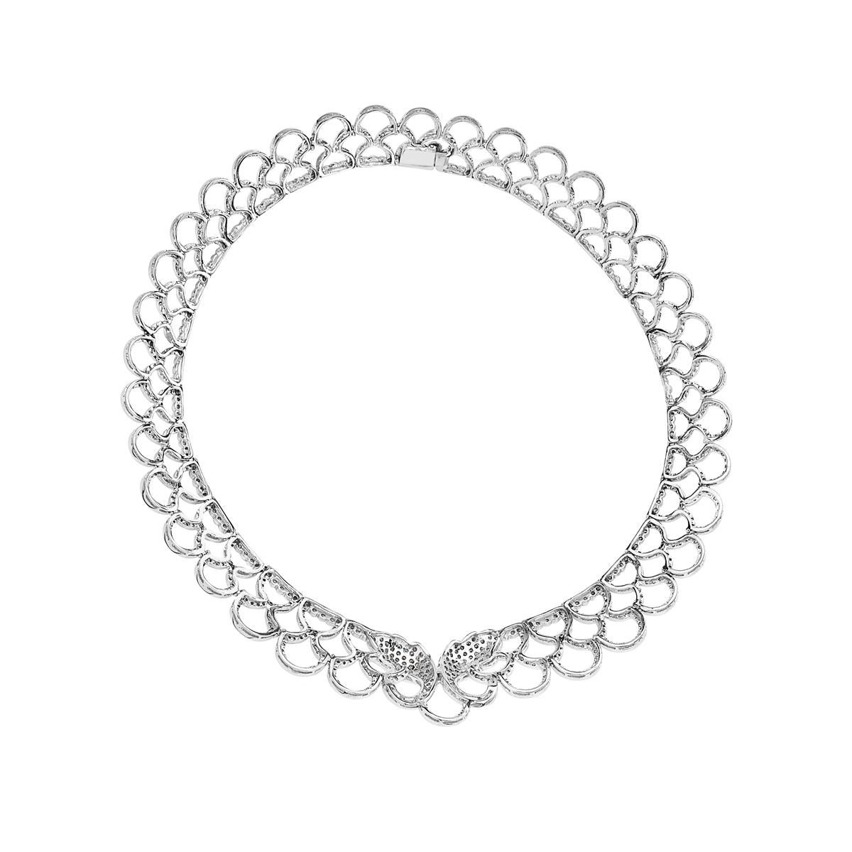 Collier gousset en or blanc 18 carats et diamants de 7,29 carats Neuf - En vente à New York, NY