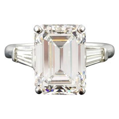 7.29 Carat Emerald-Cut Diamond Platinum Ring Vintage 7.29 Carat Emerald-Cut Diamond Platinum Ring