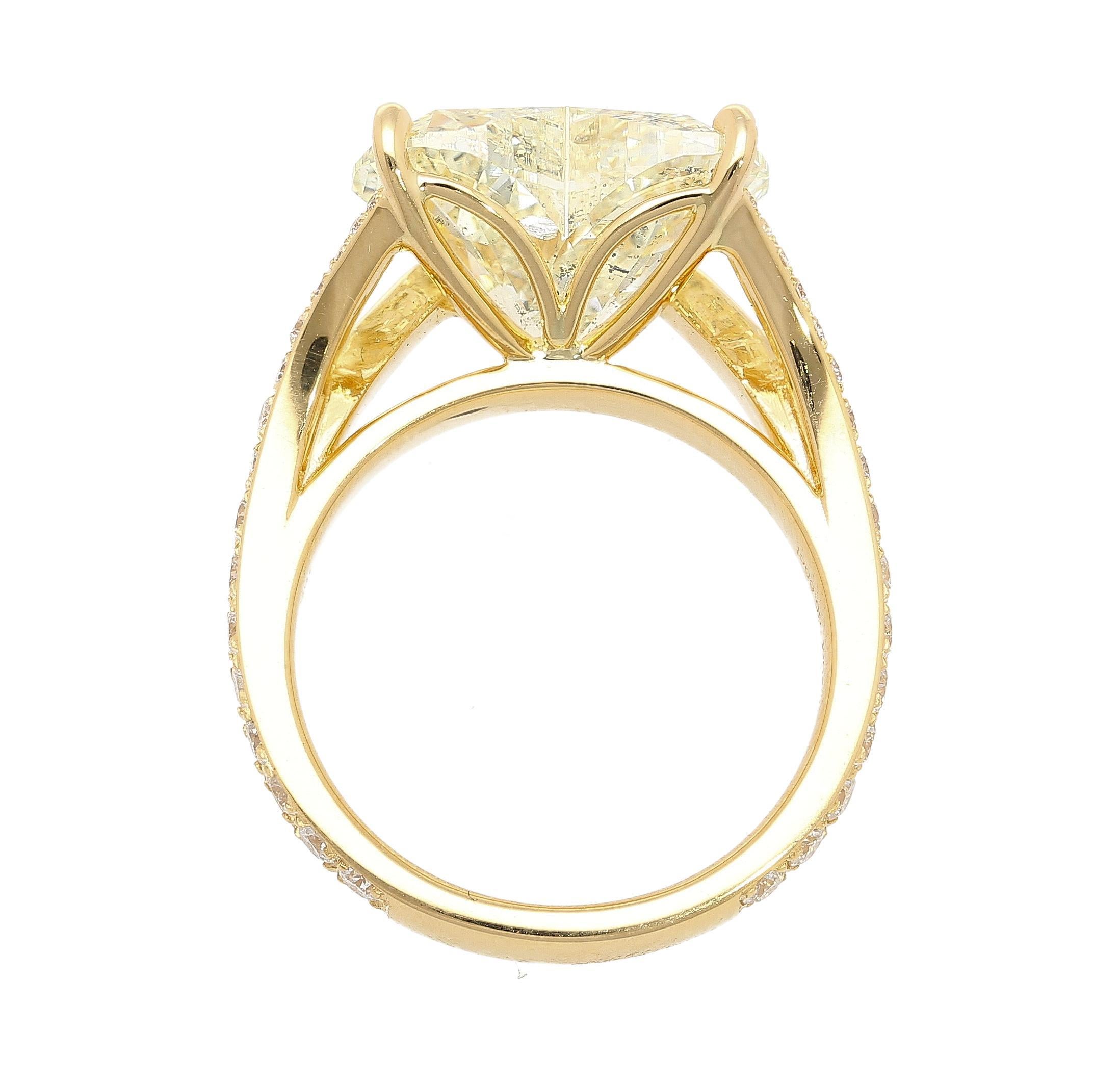 Donna Anello di fidanzamento vintage 18k da 7,29 carati con taglio a cuore e K/I1 di diamanti naturali in vendita